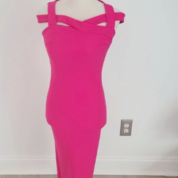 Chiara Boni La petite Robe Mariska Cold Shoulder Sheath Dress Pink Size 4 - Picture 3 of 4